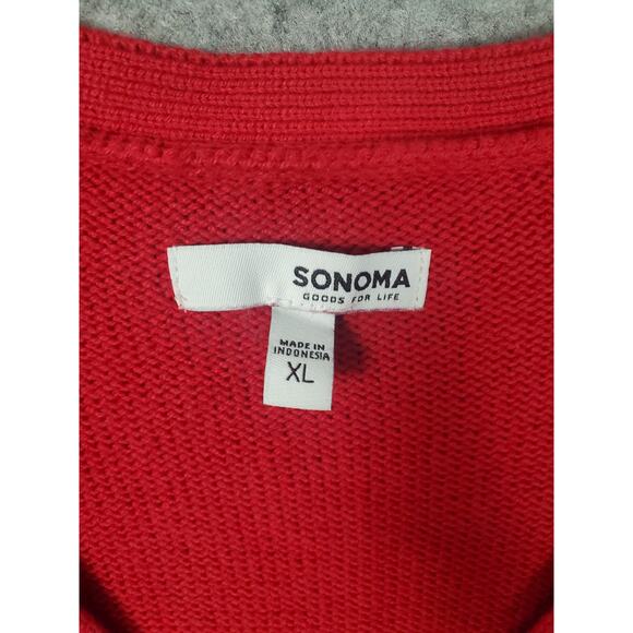 Sonoma Women's XL Red Raglan Sleeve V-Neck Sweater - Picture 3 of 8